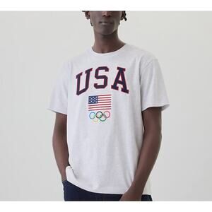 NWT Gap Team USA Olympics 2024 size M Heather Gray Tshirt Athlete Workout